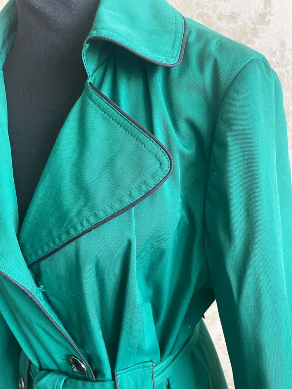 Cleo Emerald Green Belted Trench Coat - Picture 2 of 10